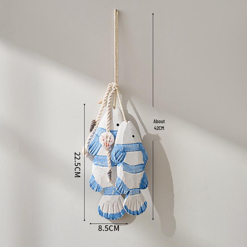 Pandantiv Frigarui Pește din Lemn Vintage - Decor de Perete Rustic Mediteranean
