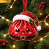 Colorful Cartoon Pattern Decor 2D Acrylic Christmas Ornament, Cute Luck Bag Bun Hanging Decor, Seasonal Decorative Crafts Tree Pendant for Holiday
