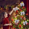 5Pcs/set Sparkling Christmas Bow Decoration Xmas Tree Pendant Ornaments Home Christmas New Year Party DIY Bows Decorations