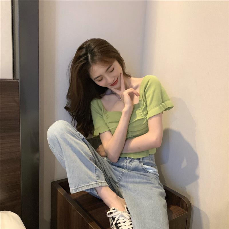 2025 Elegant French Puff Sleeve Square Neck Top - Subtly Stylish, Lightly Mature Summer Shirt for Women