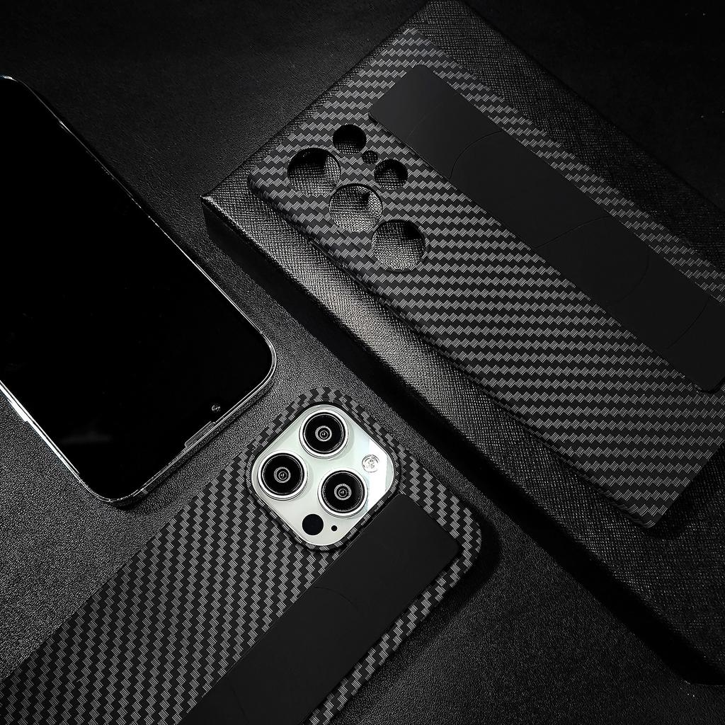 For Carbon Fiber for IPhone16 Wristband Phone Case for Apple 15pro Business Phone Case Premium