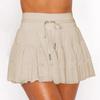 Wish Fashion Lace-Tied Pleated Safety Skirt: Summer Anti-Exposure Mesh Overlay