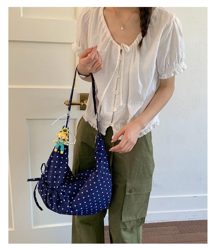 Women's Polka Dot Pleated Crescent Bag