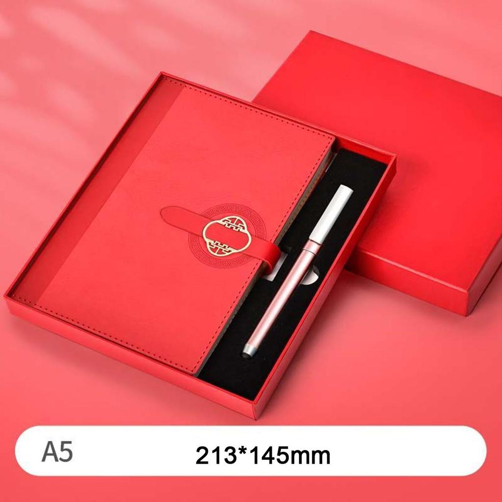 A5 Thick Leather Notepad, Student Subject Notebook, Work Meeting Record Book, Buckle Diary, Business Souvenir, 112 Sheets 224 Pages