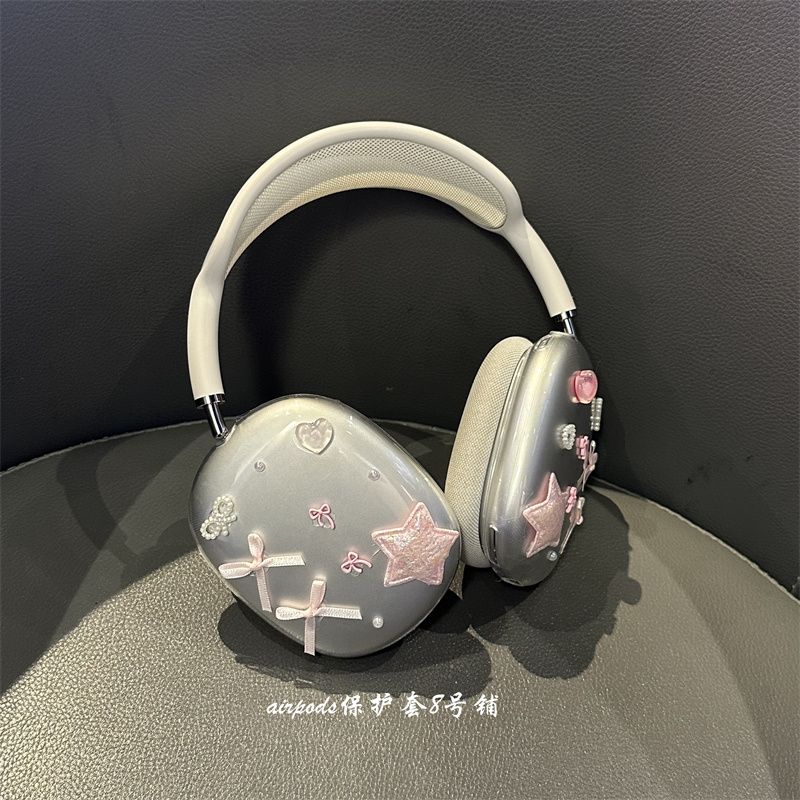 

Сделай сам Ручная работа Молодежные Банты Сердечки XINGX Подходит для Apple AirPods Max Накладные Наушники Чехол Защитный Чехол Apple AirPods max Star Bows(Ear muffs (a pair)