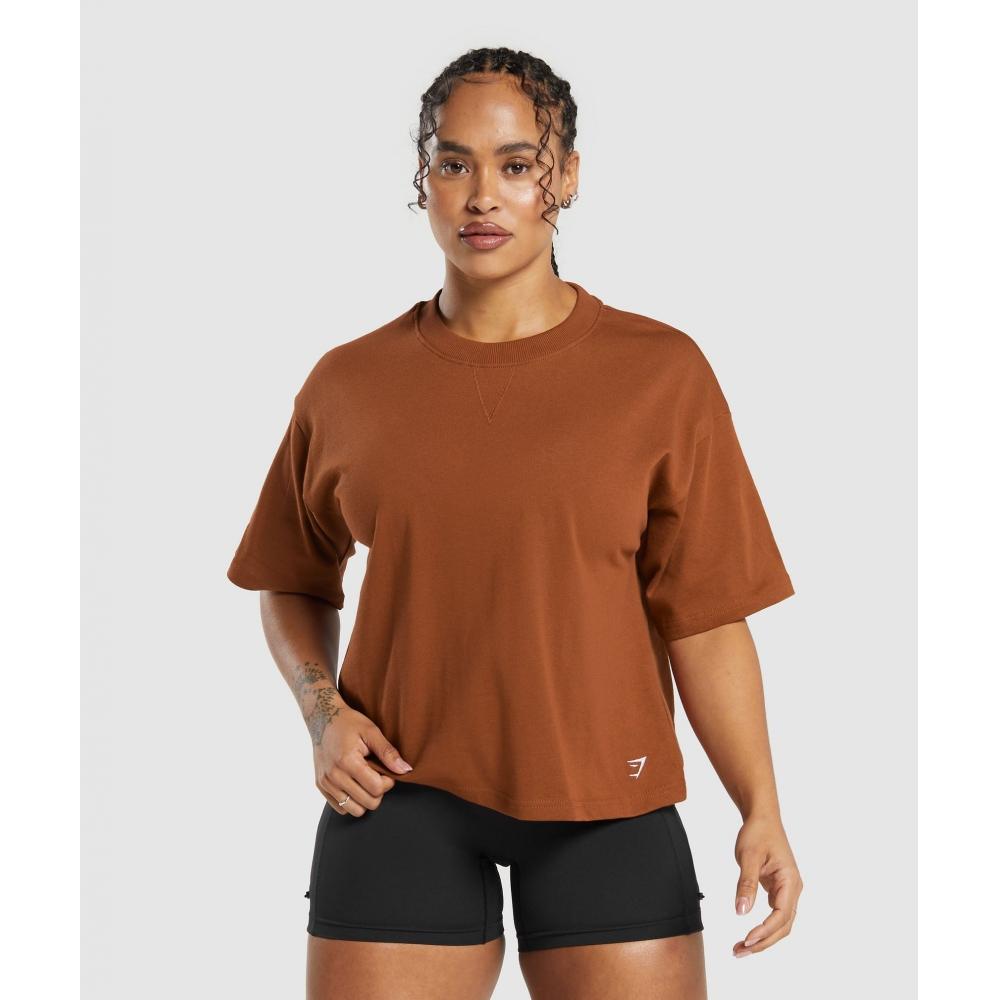 

Футболка GYMSHARK из тяжелого хлопка медно-коричневого цвета B7A1T NCCY XS