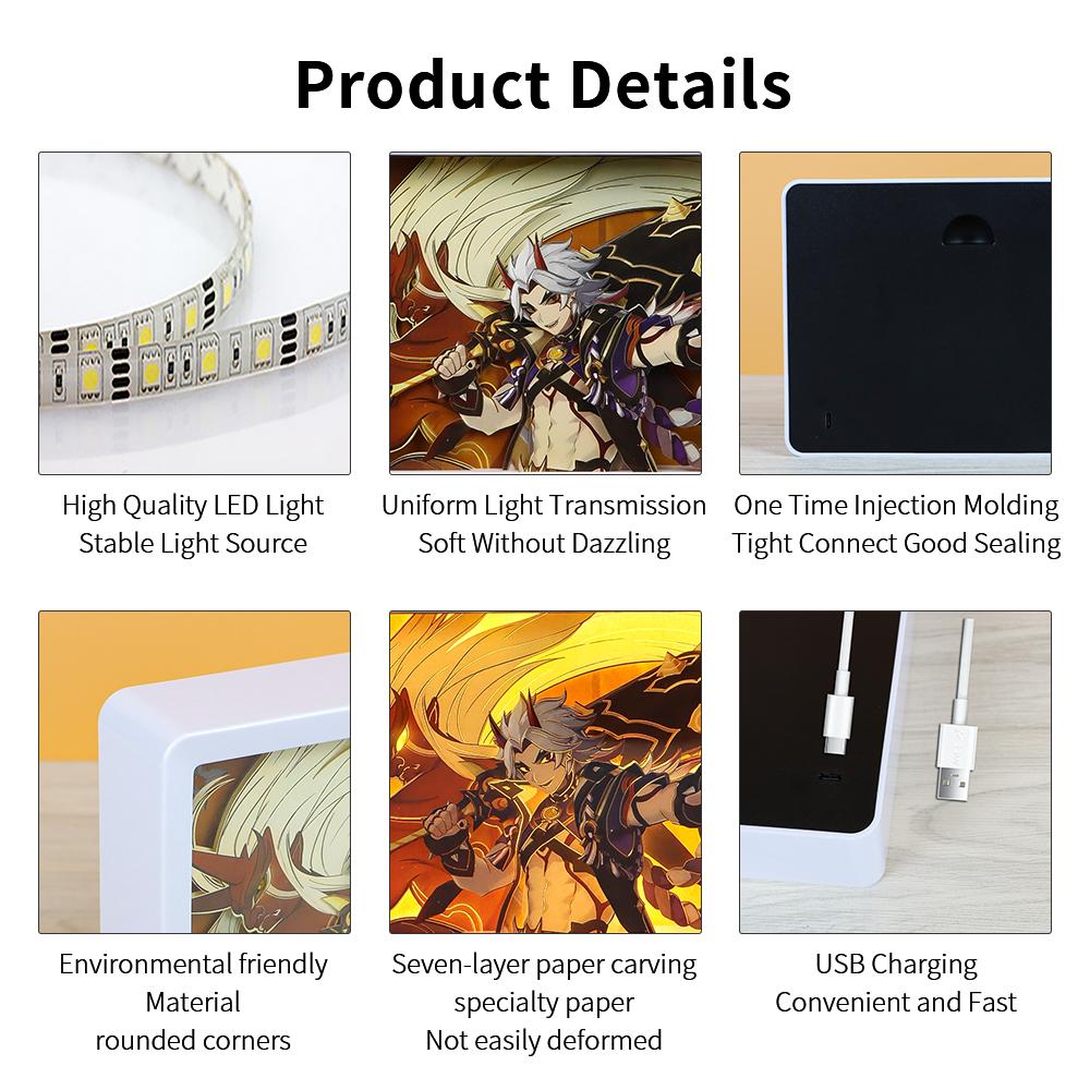Anime Led Light Box 3D Paper Carving Lamp Anime Paper Cut Shadow Light Box Decorative Lights Lamp For Children'S Room Decor Gift