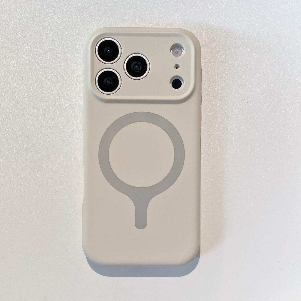Applicable to iPhone17Pro mobile phone case, liquid silicone one-piece magnetic suction Apple 16 solid color fine hole all-inclusive case