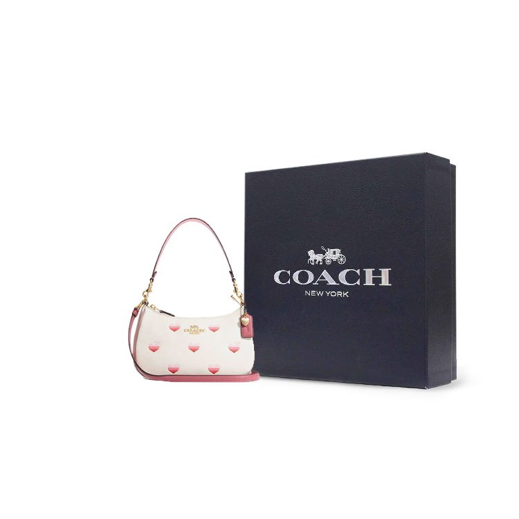 Coach Teri 24 Heart Print Detachable Handle Shoulder Bag Women Handbags White CA251-IMCAH