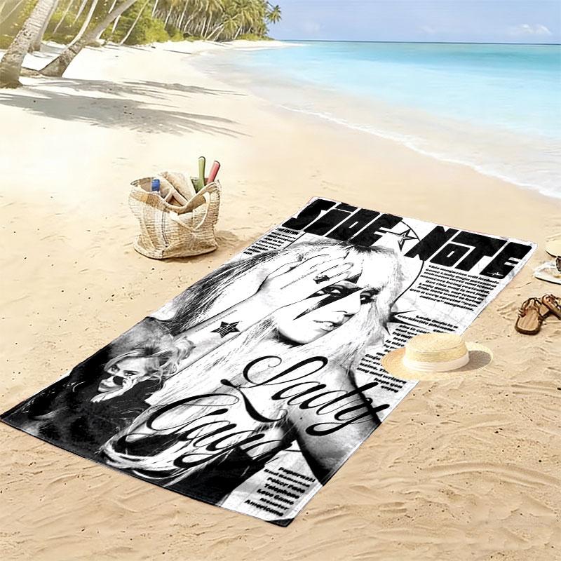 Lady Gaga Vibe Print Beach Towel, Large Soft Quick Dry Towel for Beach Camping Swimming