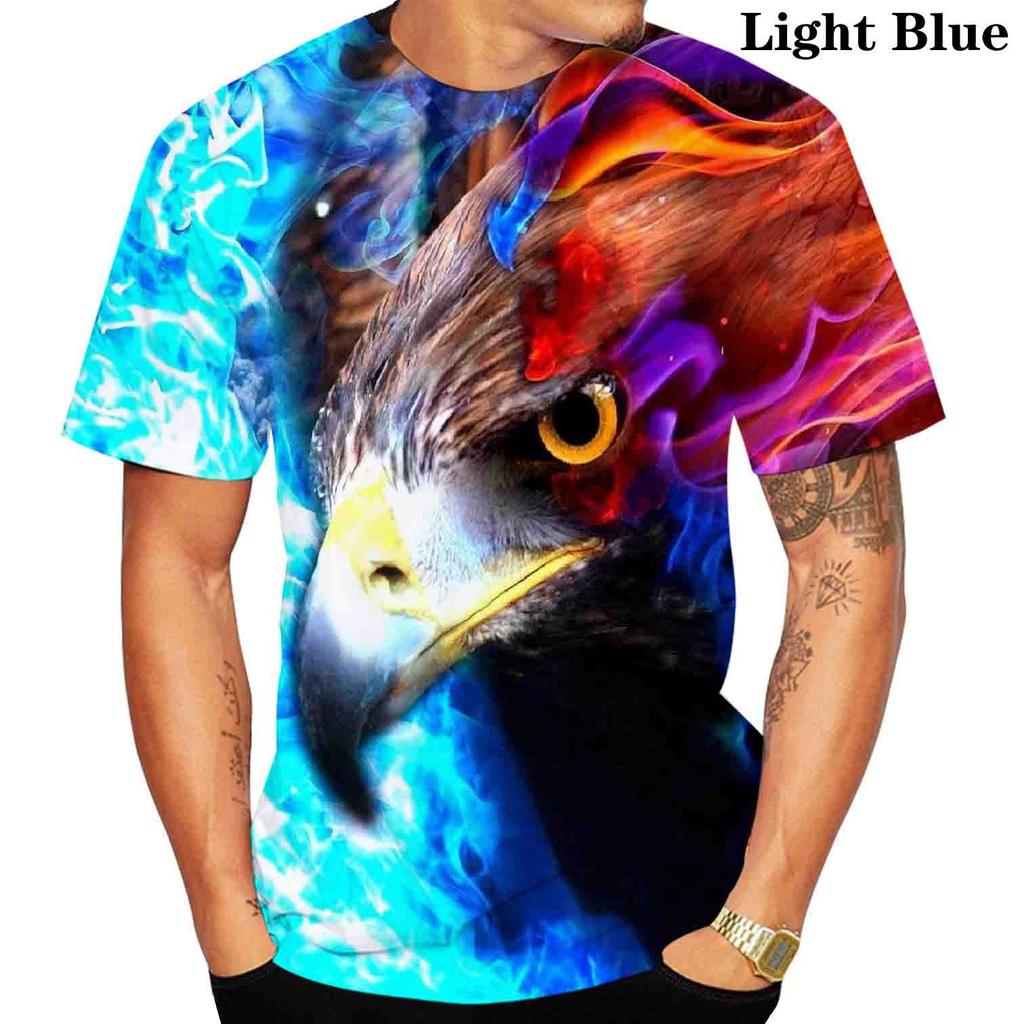Modna koszulka męska z nadrukiem 3D Orła Luźna damska i męska Fajne letnie topy sportowe z krótkim rękawem