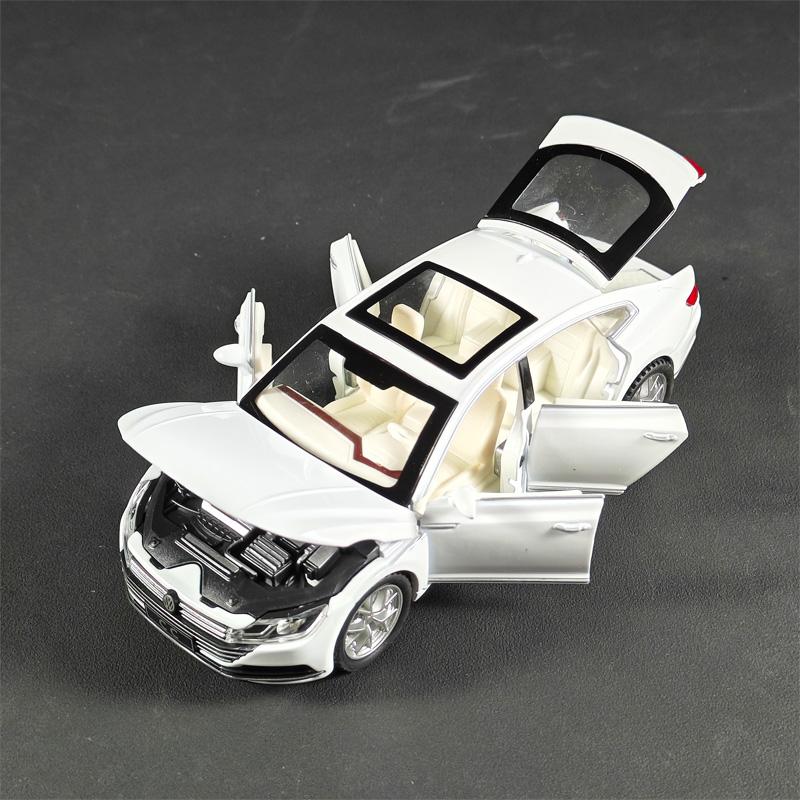 W21Simulation 1:32 Volkswagen CC Alloy Car Diecast Model Sound & Light Pull Back Toy Display Ornament Boys Gift Exquisite Model Toy