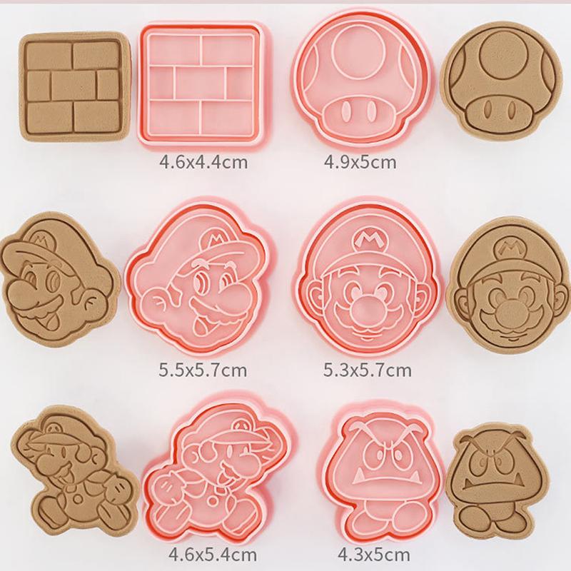 6 Stück/Set Mario Keksform Anime Actionfigur Keks Fondant 3D Pressform