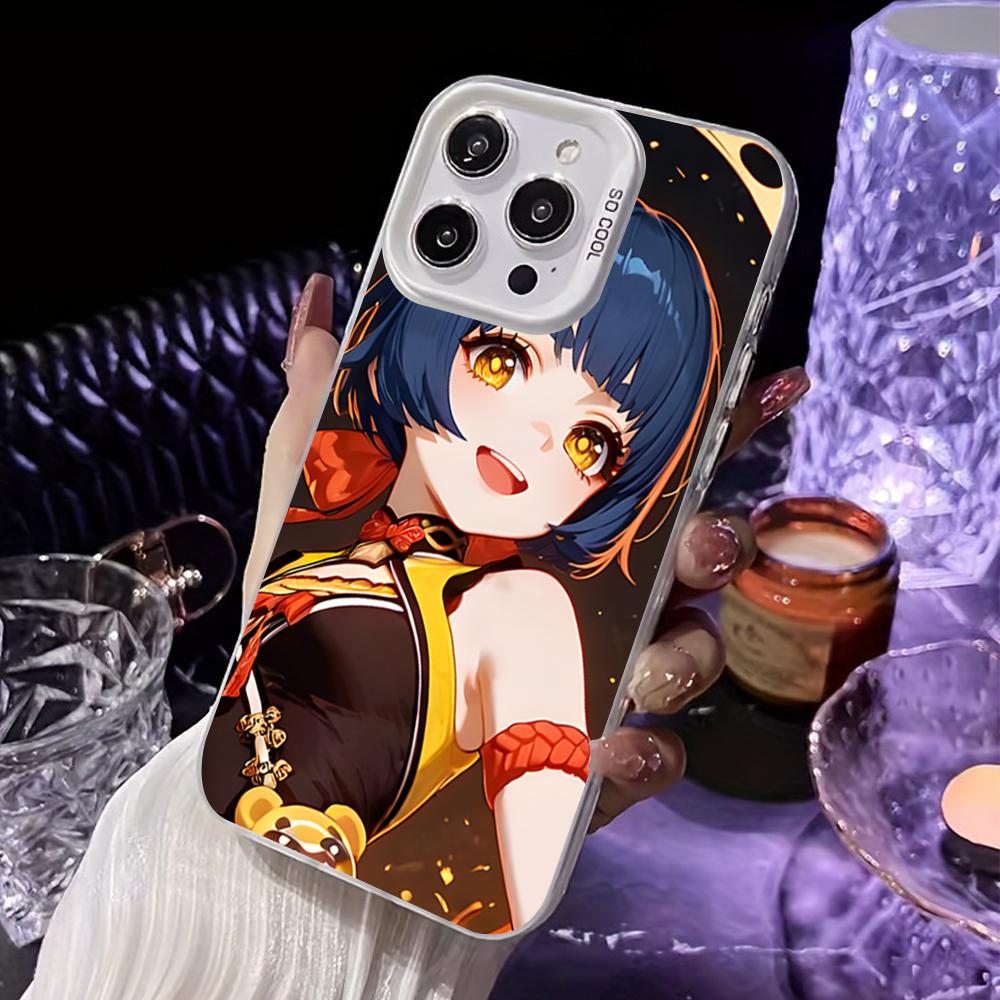 

Game GI Xiangling White Translucent Mobile Phone Case for iPhone 17 16 15 14 13 12 11 X XR XS Air Pro Max Plus Colorful Cover iPhone 14 Pro