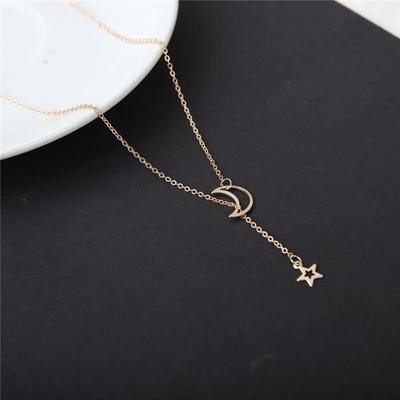 Moon Star Mode Necklace Choker Necklace Zinc Alloy Chain Necklace Gold