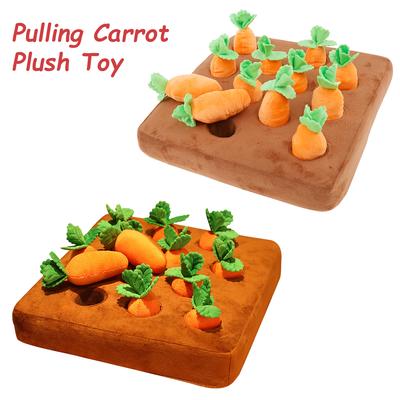 Dog Toys Snuffle Mat for Pet Carrot Plush Toy Mat Innovative Plush Vegetable Field Pull Radish Plush Carrot Dog Interactive Toys