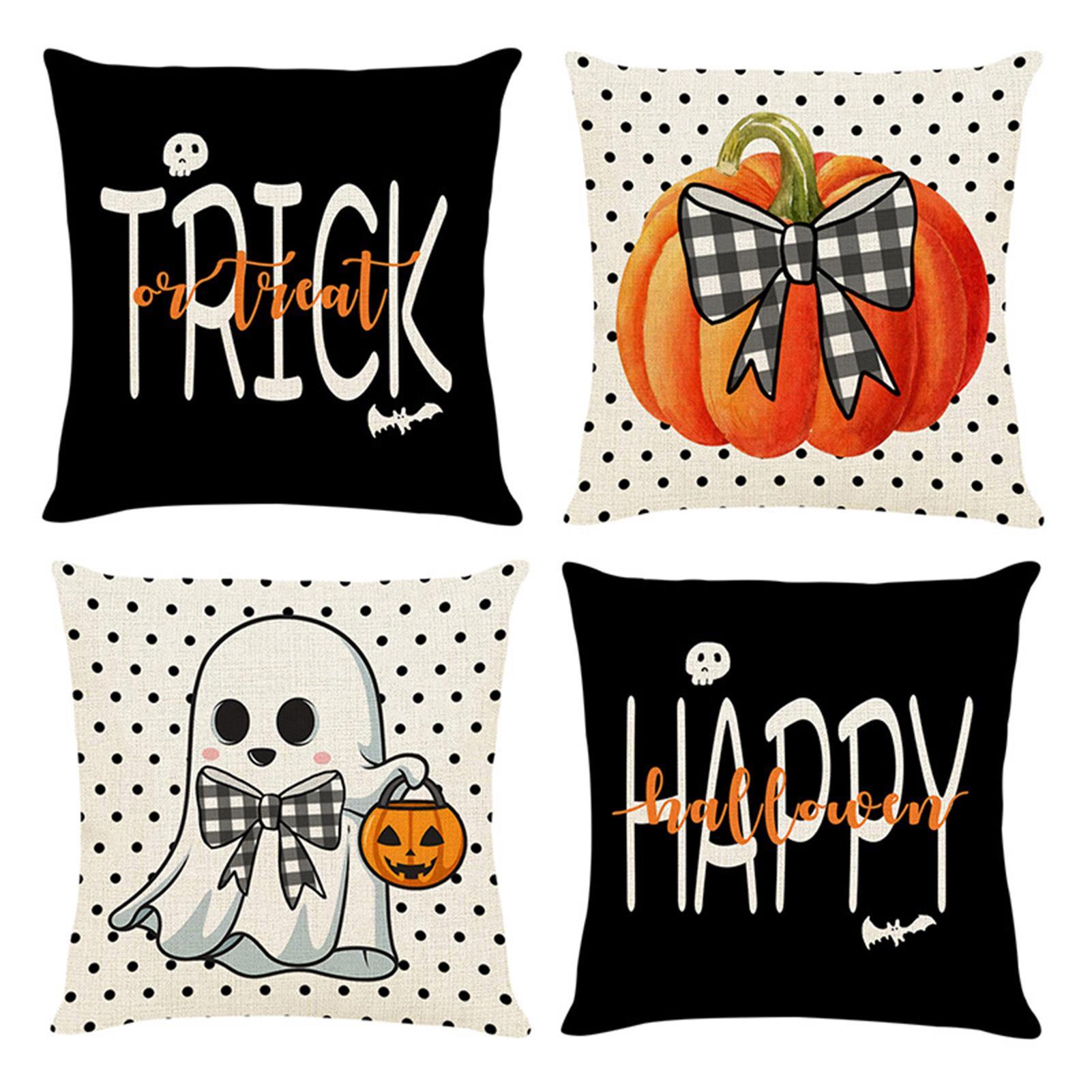 

Наволочка Happy Pumpkin Trick Ghost, 18x18 дюймов, черно-белые льняные наволочки, декоративная буква C