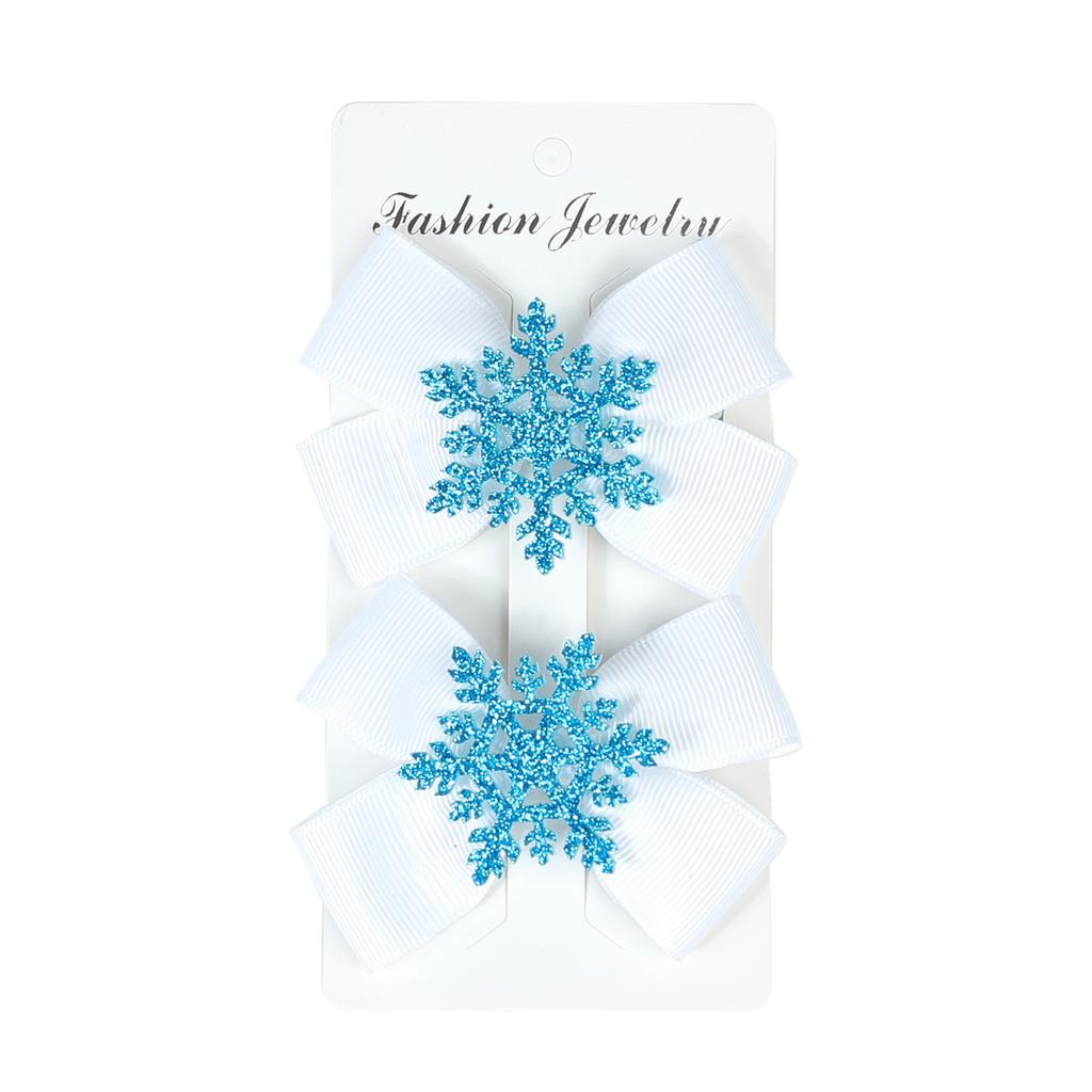 2PCS/Pack Christmas Tree Santa Snowflake Bow Hair Clips Baby Girl Cute Hairpins Boutique Kids Party Hair Accessories Gift
