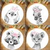 Cute Lion Elephant Giraffe Round Carpet Pattern Floor Mat Bedroom Living Room Chair Floor Rugs Home Bathroom Carpet Decoration