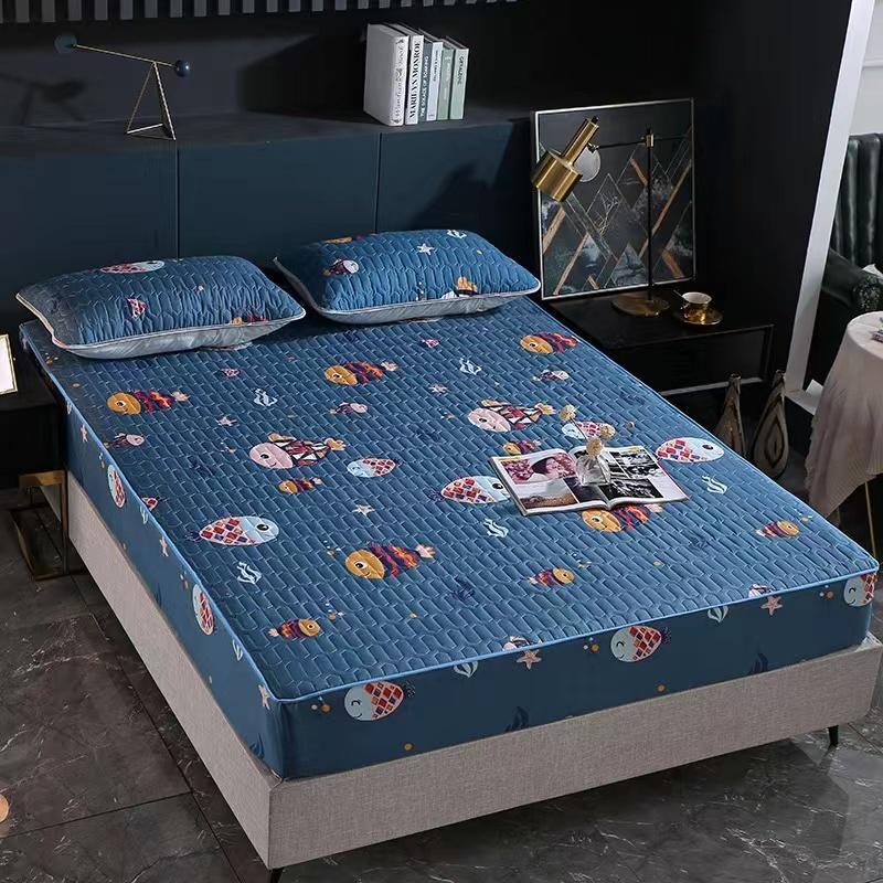 Husă de saltea îngroșată, impermeabilă, de culoare solidă, moale, prietenoasă cu pielea, husă de pat matlasată, dimensiune personalizată, cearșaf îmbrăcat fără fată de pernă