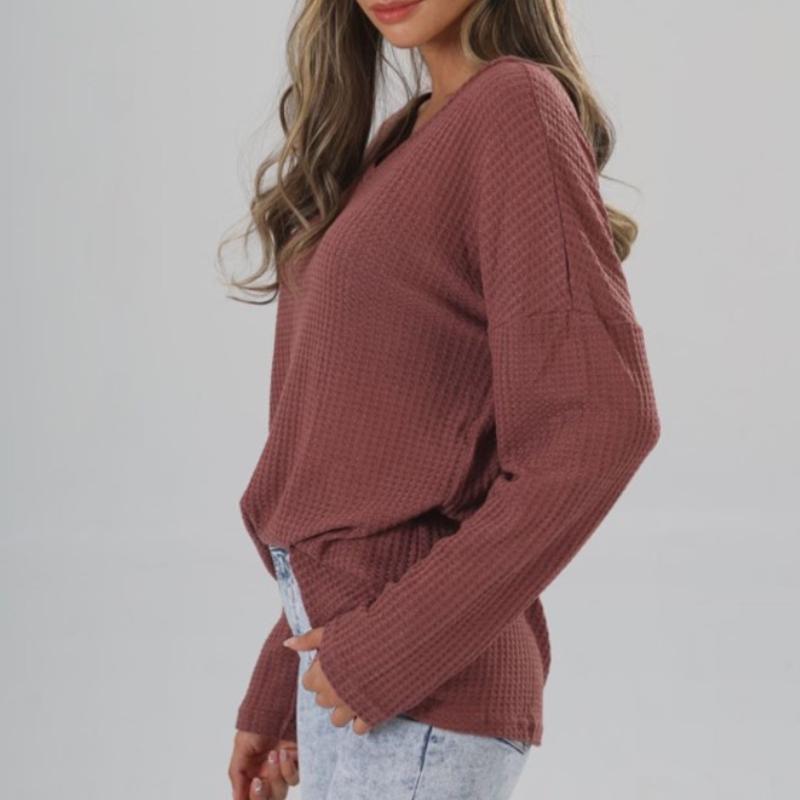 Women's  V-neck  Street  Spring and Autumn Loose Knitted Bottoming Shirt