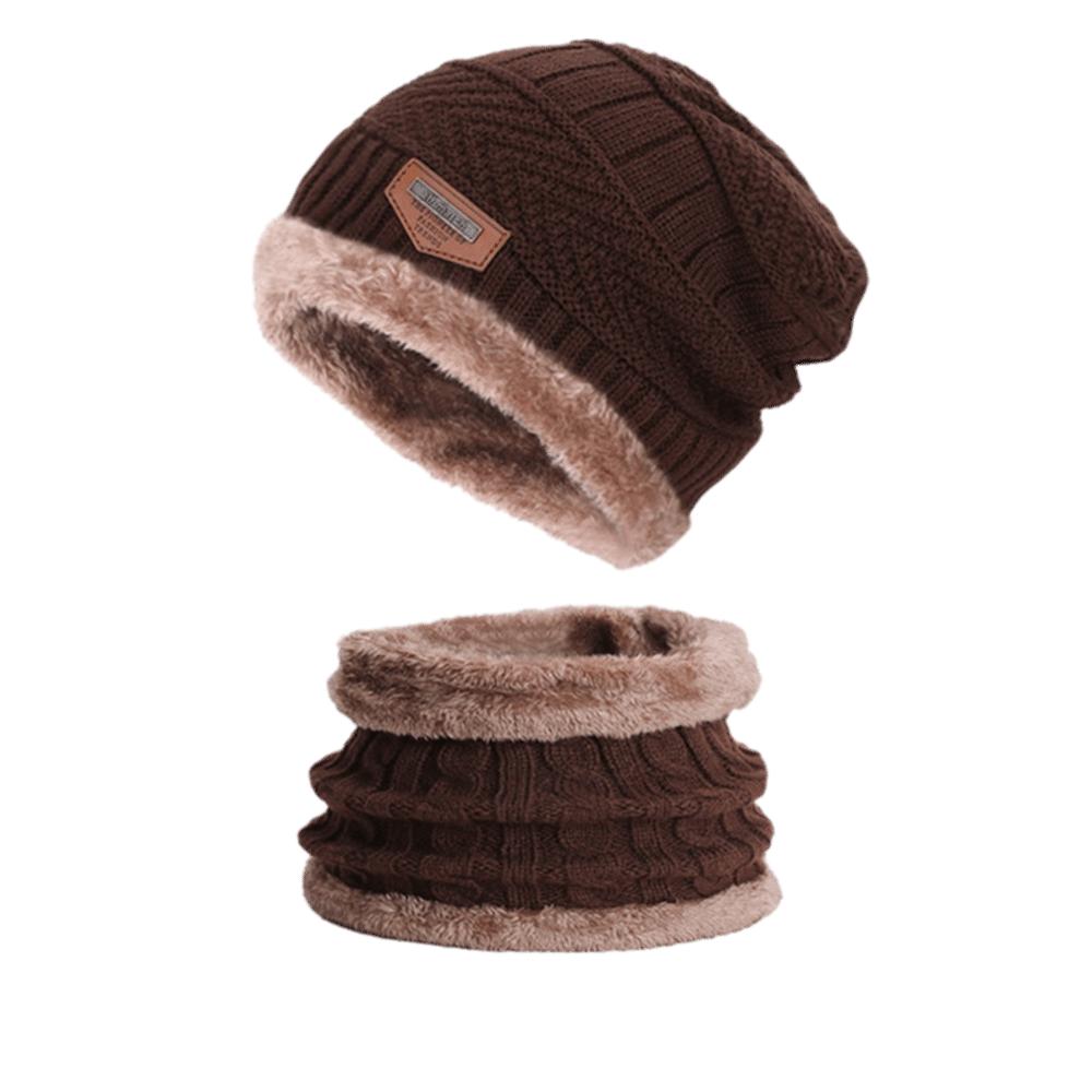 Fashion Warm Hat Scarf Set Knitted Soft Neck Scarf Cap Set Autumn Winter Thicken Fleece Ski Cap Bonnet Hat