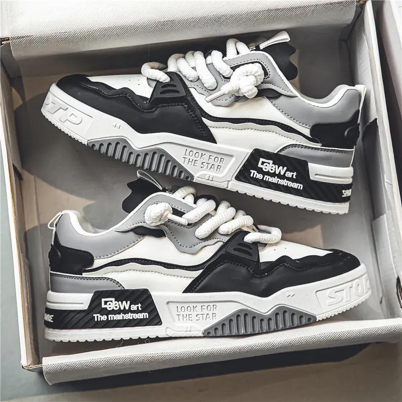 Adidași din piele pentru bărbați de mărime mare, cu talpă groasă, care măresc înălțimea, mărimea 46.