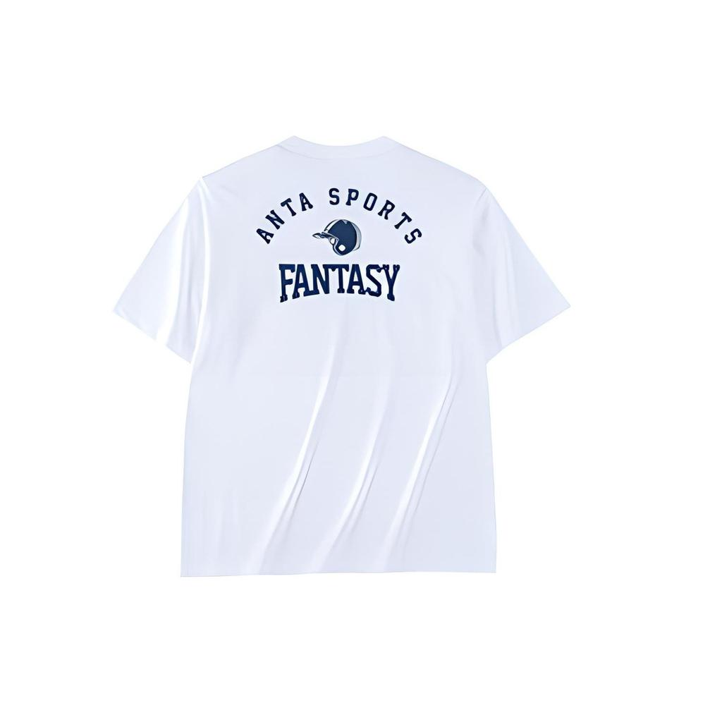 Anta Letter Logo Printed Round Neck Short Sleeve T-Shirt Men Tops Snow-White 952328102-1
