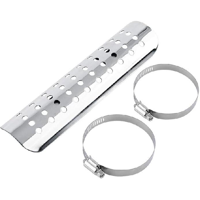 Motorcycle Heat Shield,Universal Metal Exhaust Heat,Exhaust Pipe Heat Shield Cover with Strap 2 Stainless Steel Clip(Black)