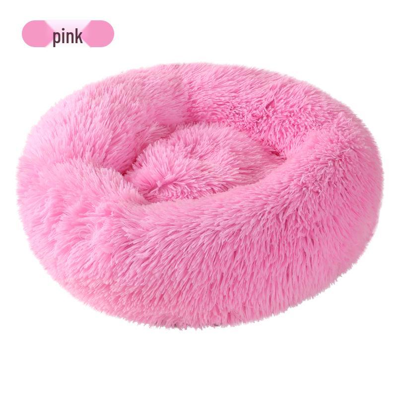 Plush Round Pet Bed for Dogs and Cats - Cozy Winter Mat