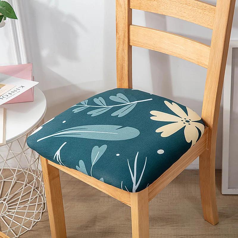 Stretch Printed Chair Seat Cushion Covers For Dining Room Chair Cover For Wedding Banquet Seat Chair Slipcover Home Decor