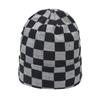 Japanese and Korean version of autumn and winter niche trend versatile checkerboard knitted hat small face versatile Internet celebrity wool hat women