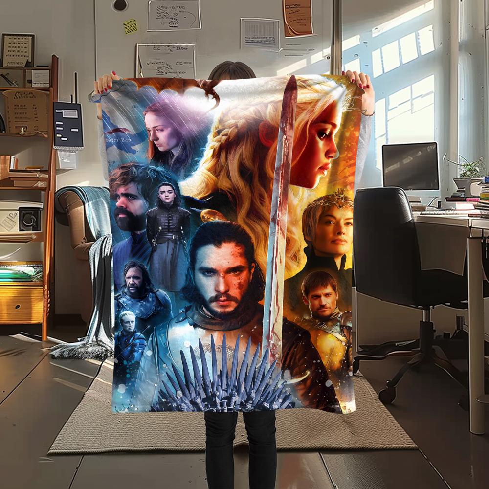 1 Stück Game of Thrones Druck Flanelldecke, Hohe Qualität, Bequem für alle Jahreszeiten, Heimdekoration, Wärme und Komfort, Perfekt für Geschenke