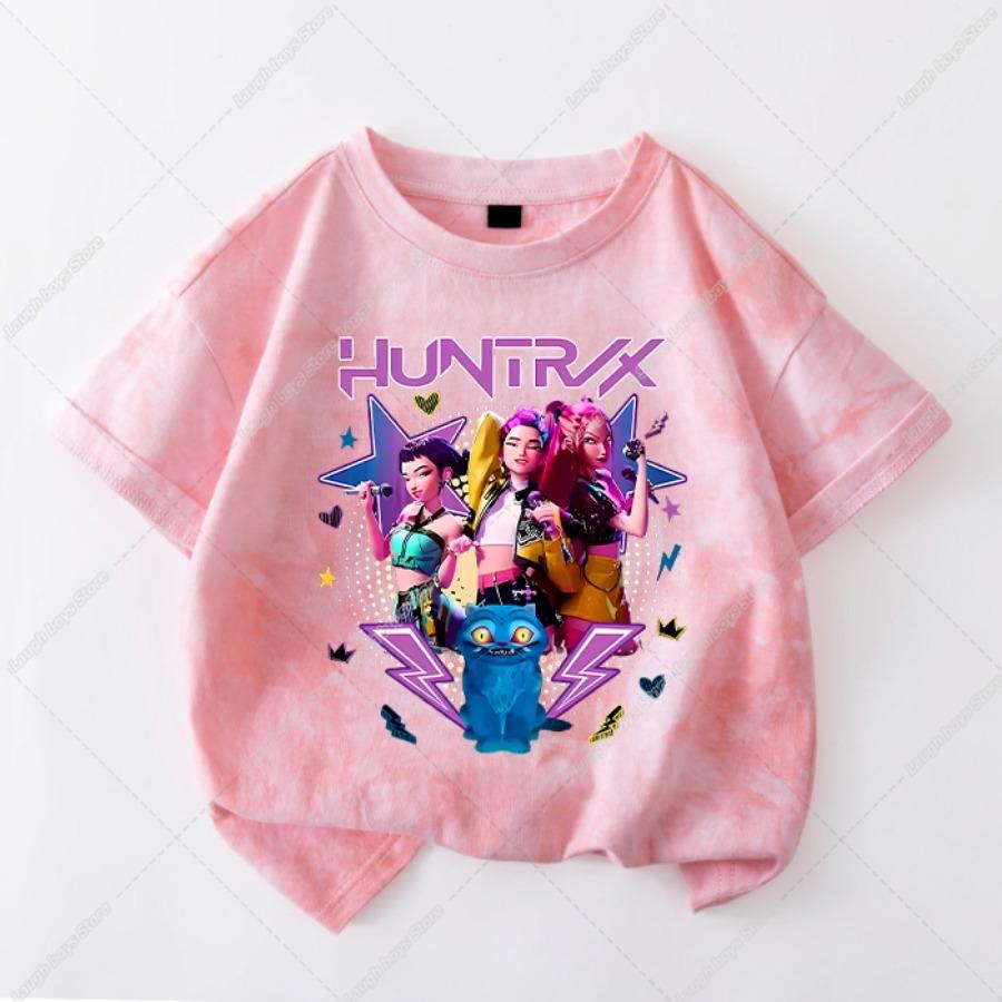 

Каваий K-pop Футболка тай-дай Охотники на демонов Топы с коротким рукавом для девочек Футболки с принтом Руми Мира Зои Летняя детская одежда 110