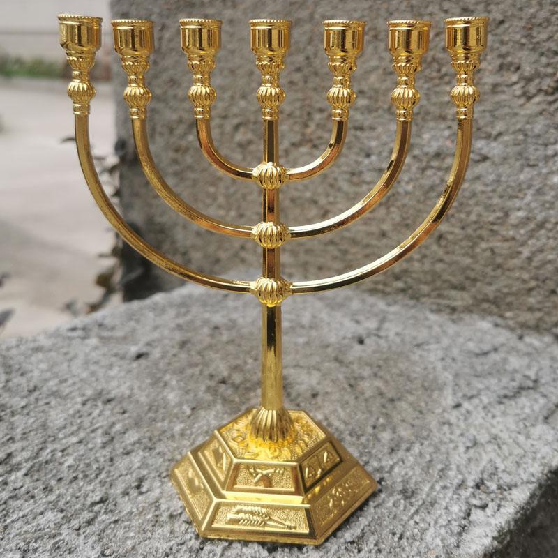 Kirchen-Taper-Halter Goldener Lampenständer Tempel-Lampe Heimdekoration Metall Judentum Kerzenständer Kerzenhalter Kerzenhalter