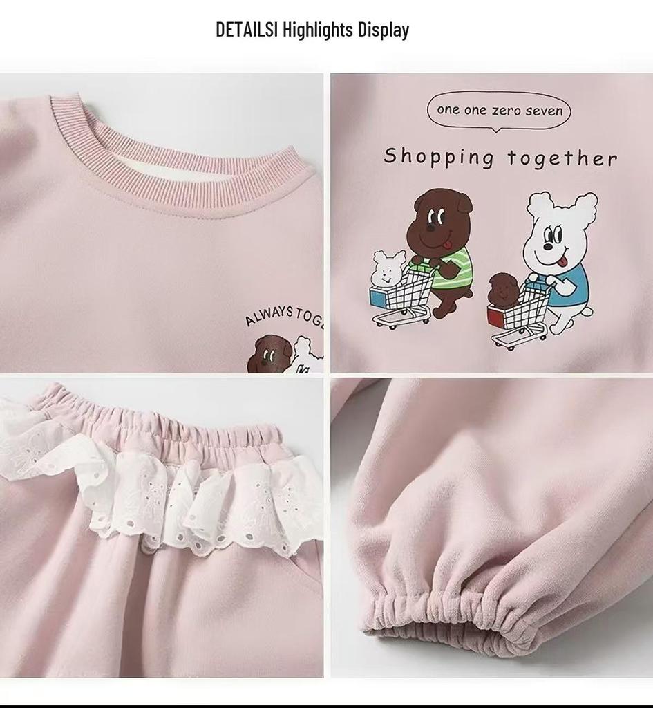 2025 Two-Piece Princess Sweatshirt Set: Stylish Spring/Autumn Sportswear for Girls