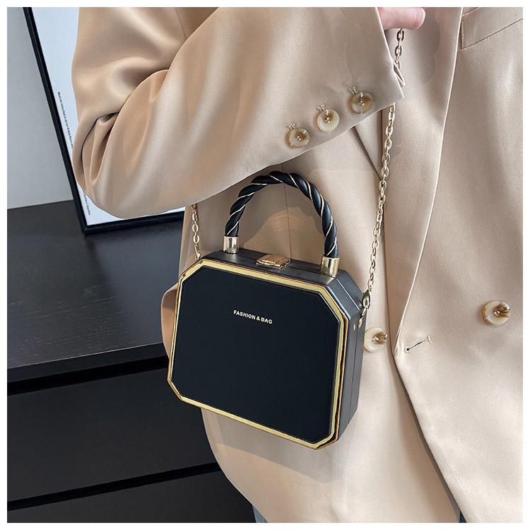 Fashi Designer Metall Quadratische Taschen Damen Kleine Handy-Kette Ein Schulter Crossbody Geldbörse Box Abend Druck Klassisch Uni