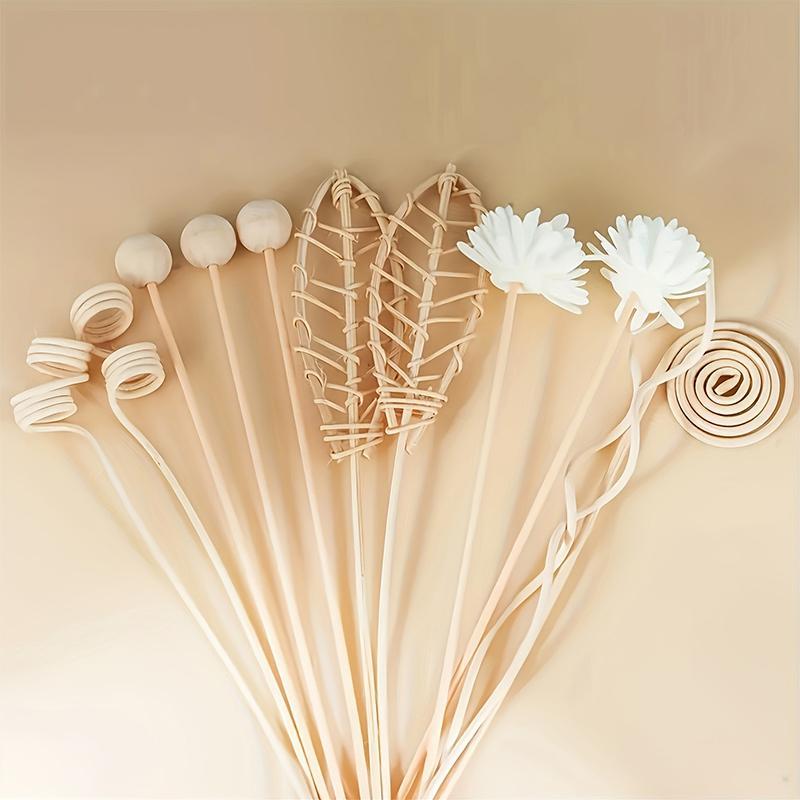 12 Pcs Lotus Series Flower Rattan Sticks Fireless Fragrances Reed Diffuser Stick Diy Ornaments Home Decor