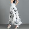 New Summer Retro Ethnic Style Ink-print Chiffon Skirt Women's Long Skirt High Waist A-line Skirt