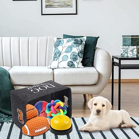 Boîte de rangement pour jouets pour animaux de compagnie avec poignée, panier de rangement pratique pour vêtements, couvertures, jouets, organisateur pour la maison
