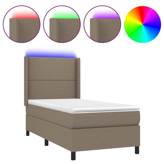 VidaXL Sommier à Lattes de Lit avec Matelas LED, Lit Rembourré, Lit Simple, Lit Adulte de Chambre à Coucher Intérieur, 3138217