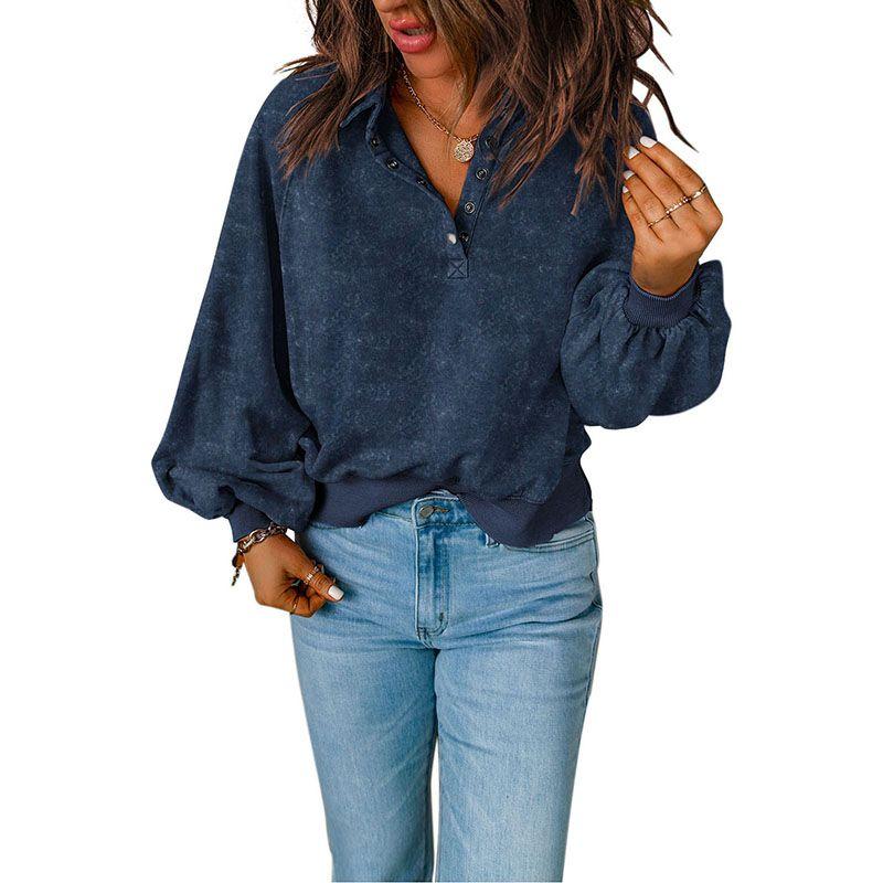 

and Winter New Arrival Solid Color Loose Long Sleeves Fleece Shirt Female Fashion Fashion Small Stand Collar Non-Hoodie Pullover Sweatshirt Female Dark Blue Size XS fit (35.00 kg-45.00 kg