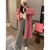 Spring and Autumn New Medium and Long Sweater Women's Coat Solid Color Knitted Cardigan Lazy Wind Thin Women's Thick Clothing