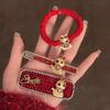 New Year Headwear Red Rhinestone Hairpin Animal Zodiac Dragon Hair Clip Creative   Daily