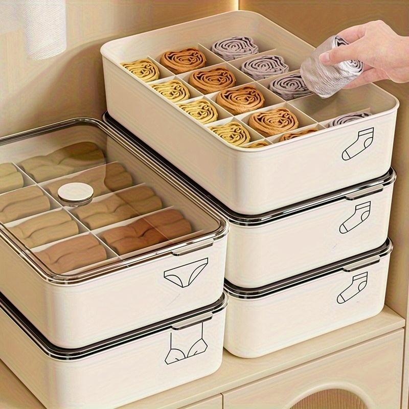 1pc Underwear, Bra, and Sock Storage Box with 15 Compartments - Perfect for Organizing Socks, Bras, and Clothes In Your Wardrobe |Transparent Cover