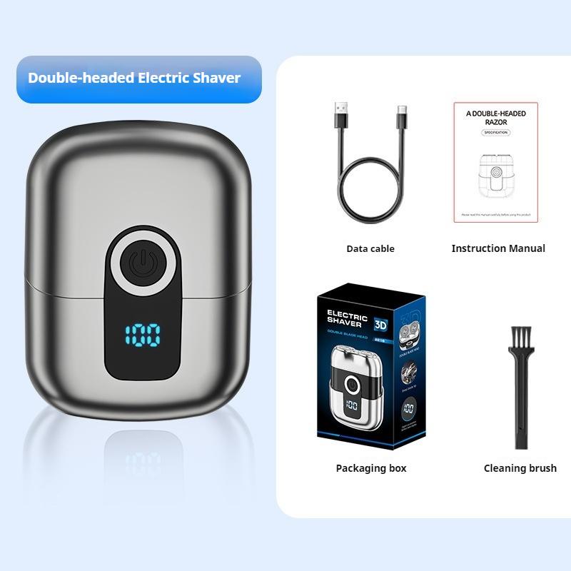 New Shaver Mini Digital Display Bearer Rechargeable Washable Car Small Steel Cannon Electric Razor Men's Portable Electric Razor