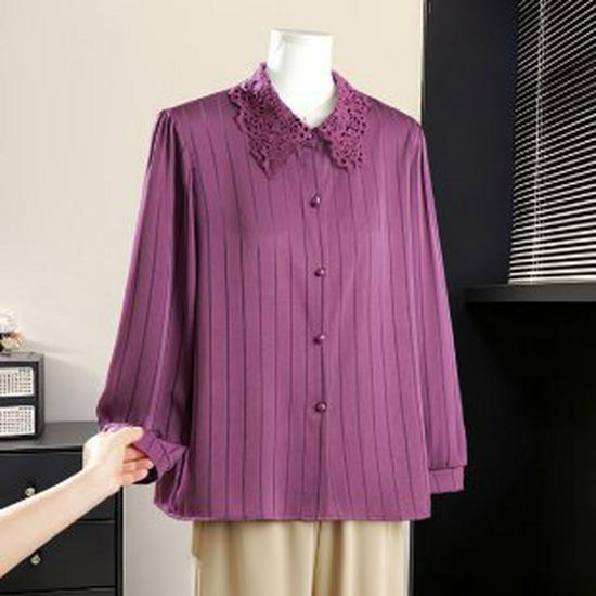 2026 New Arrivals: Elegant National Style Summer Shirt for Middle-Aged and Elderly Women 2XL фиолетовый