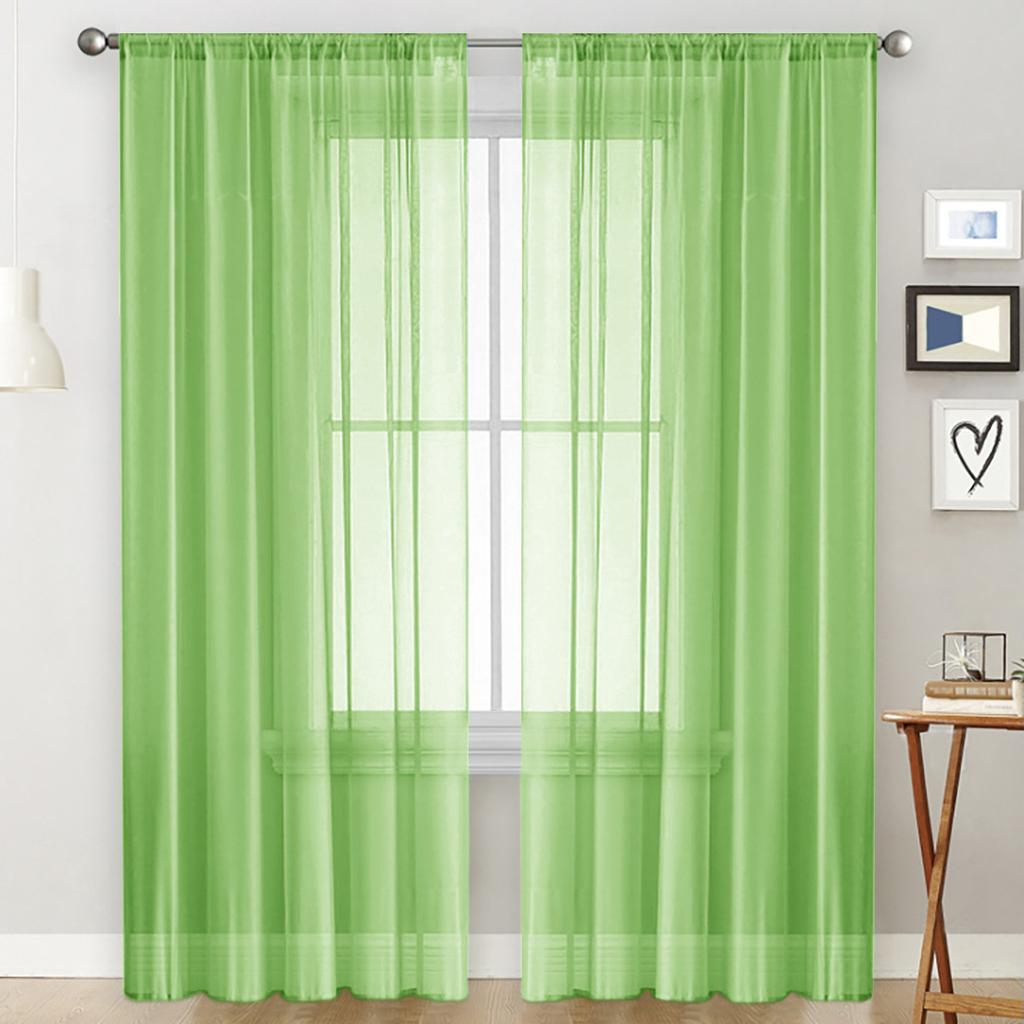 Einfarbige Stangentaschen-Gardinen, lichtdurchlässig, Sichtschutz-Vorhänge, UV-Schutz, Fensterdekoration, Wohnzimmer, Schlafzimmer