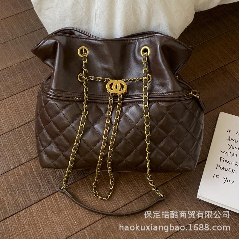 Premium Bag Women's 2025 New Trendy Fashion Rhombus Texture Shoulder Bag Large Capacity Commuter Bag Chain Bag