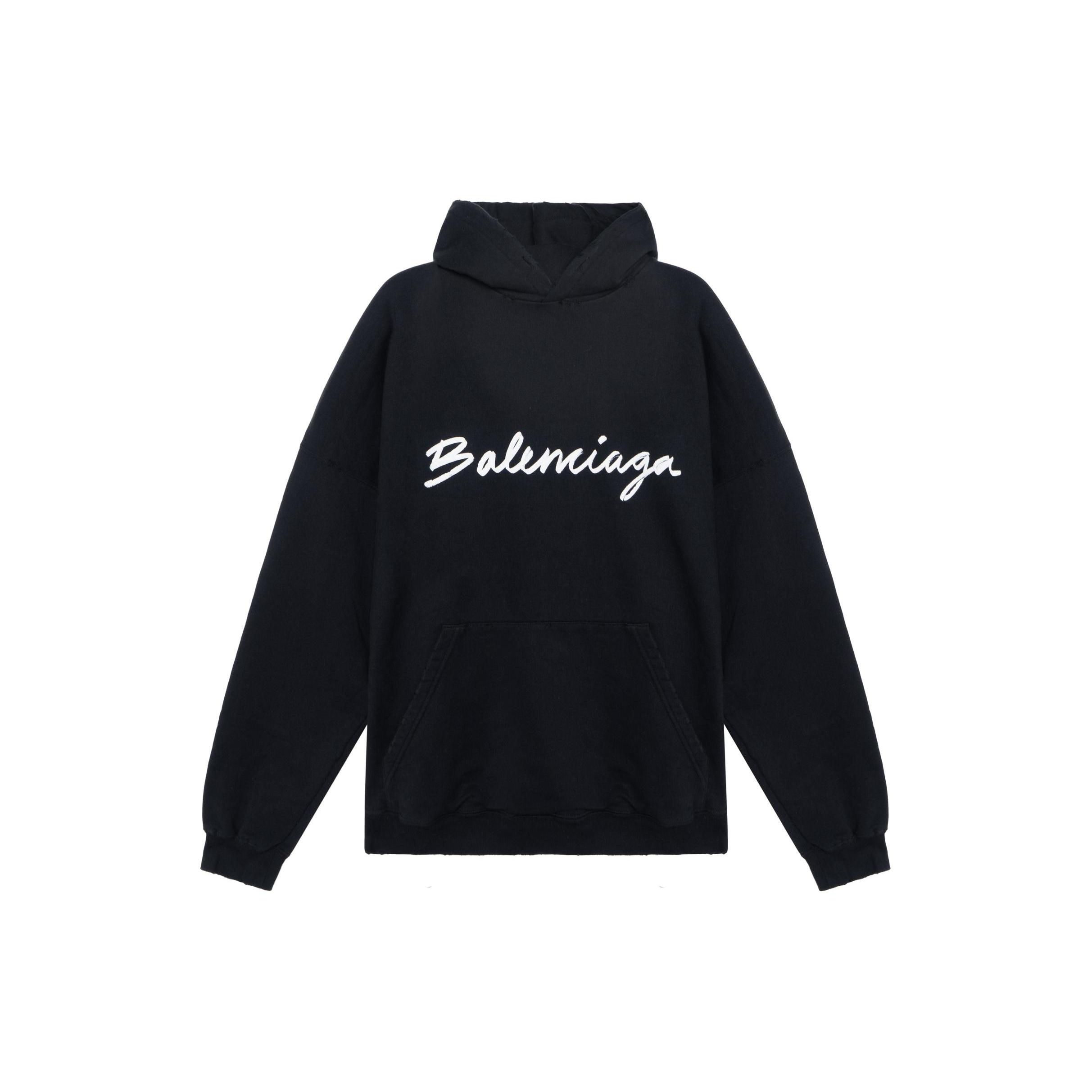 Balenciaga Script Logo Oversized Popover Hoodie